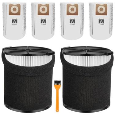 Imagem de Pacote com 2 filtros Vf4000 para Ridgid Shop Vac 5-20 galões e também adequado para aspirador Husky 6-9 galões com 4 pacotes Vf3502 sacos de substituição para Ridgid Shop Vac e 2 pacotes de espuma de