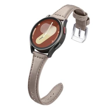Imagem de Mtozon Pulseiras femininas de couro finas compatíveis com Samsung Galaxy Watch 7/6/5/4/FE de 40 mm e 44 mm, Watch 5 Pro de 45 mm/Watch 4 Classic/Watch 3 de 41 mm de 20 mm, cinza