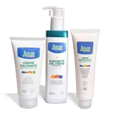 Imagem de Kit Infantil Cuidados com a Pele com Sabonete em Gel, Creme Reparador 