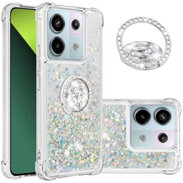 Imagem de Monwutong Capa Slim Fit para Redmi Note 13 Pro 5G, capa de silicone com glitter líquido efeito areia movediça com suporte, capa de proteção de tela e câmera para Redmi Note 13 Pro 5G, WTZH prateado