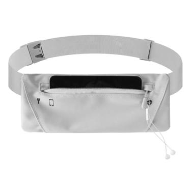 Imagem de Pochete de corrida fina para mulheres, cinto para dinheiro de corredores para telefone de 19 cm, bolsa de cintura masculina para caminhada, caminhada ao ar livre (cinza), Cinza