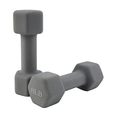 Imagem de Saorzon Conjunto de 2 halteres para exercícios físicos para casa, academia, pesos livres, sinos hexagonais, cinza, 3,6 kg