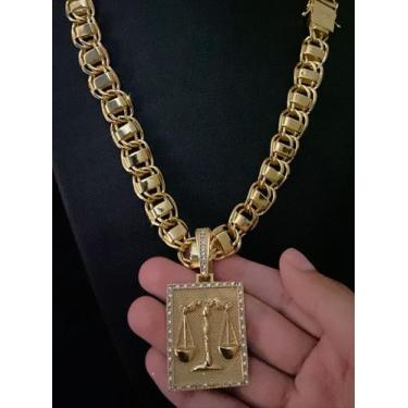 Imagem de Cordão dubai 15mm + pingente direito  - banhado a ouro 18k - ToJoia18k