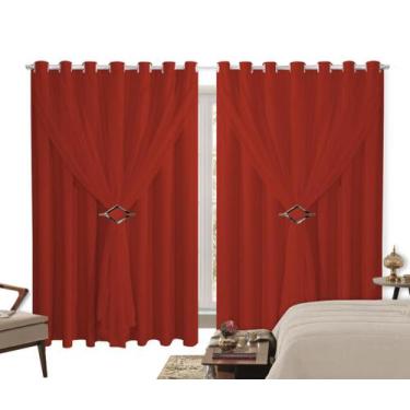 Imagem de Cortina Blackout PVC 4,00m X 2,50m Com Voil Vermelho - Ibitinga Decora