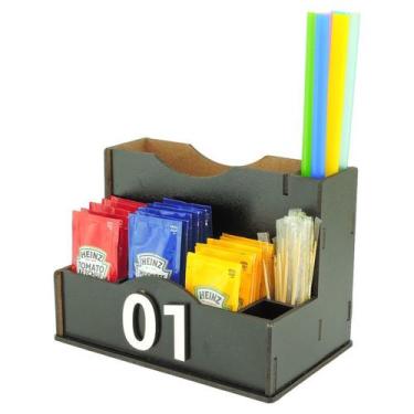 Imagem de 30 Porta Sachê Guardanapos Canudos Palitos Hamburgueria Mdf Preto - Mo