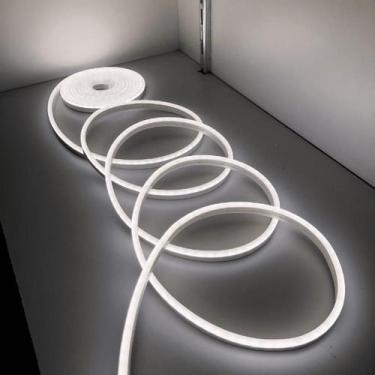 Imagem de Fita Led 5m Neon Branco Frio Alto Brilho Flexível 12v Bivolt - MAXBOM