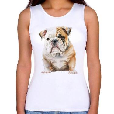 Imagem de Regata Feminina Bulldog-Inglês - Foca na Moda, Branco, GGG