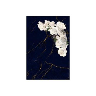 Imagem de Painel De Festa Vertical 1,50 x 2,20 - Floral Branco com Efeito Mármor