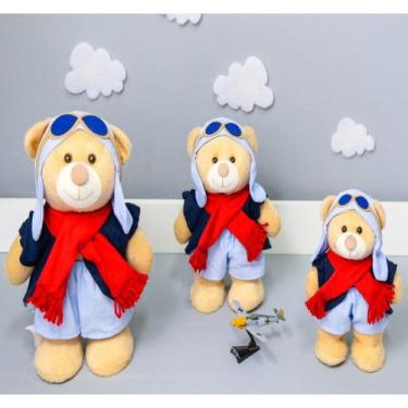 Imagem de Trio de urso aviador classico em pé - para nichos - CKD CONFECCOES, Ve