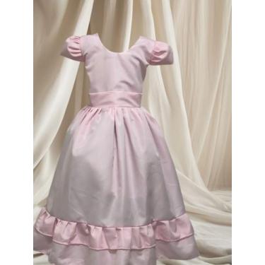 Imagem de Vestido Menina Infantil Elegante Liso Rosa - AUREA, 06 MESES A 01 ANO