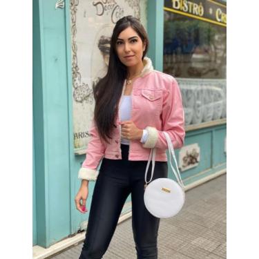 Imagem de Bolsa feminina transversal redonda branca - Comcharme