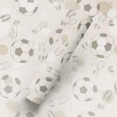 Imagem de Papel de Parede Adesivo Tema Bolas De Futebol Bege - BAZAR DOS QUADROS