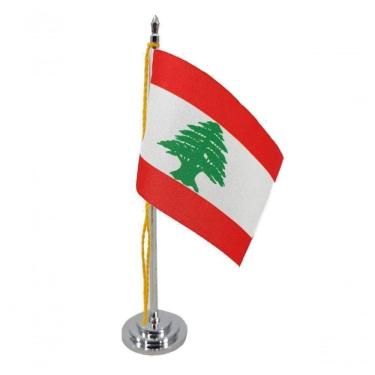 Imagem de Mini Bandeira De Mesa Da Líbano 15 Cm Poliéster