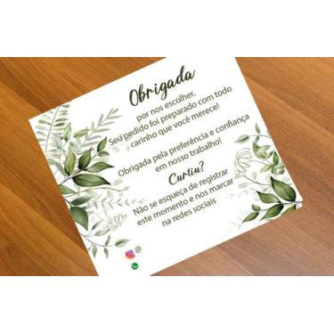 Imagem de 100 Cartão agradecimento Cliente -  Folhas  Pronta Entrega - Teodoro I