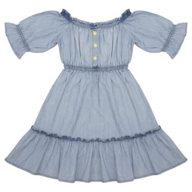 Imagem de Vestido Infantil/Juvenil Look Jeans Ombro a Ombro Jeans, 6