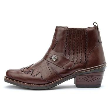 Imagem de Bota Texana Butina Country Masculino Couro Legitimo Elástico - RM, Mar