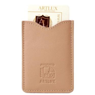 Imagem de Porta Cartão Anti Furto em Couro Artlux 5003, Amêndoa