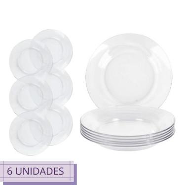 Imagem de Jogo 6 Pratos Astral Fundo 22cm Redondo Restaurante Almoço - NADIR FIG