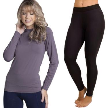 Imagem de Conjunto Térmico Blusa + Calça Proteção UV Bella Fiore Poliamida Academia Fitness Feminina-Feminino