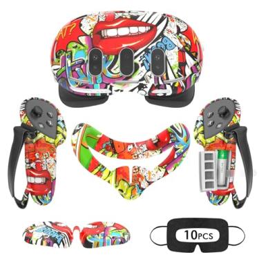 Imagem de Silicone Cover Set for Meta Quest 3, Upgraded Design Full Protection for Quest 3, 4 in 1 VR Accessories Protective Cover for Oculus Quest 3, Ideal Present for Birthday and Christmas (Street Graffiti)