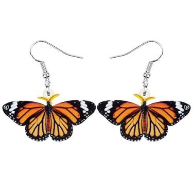 Imagem de Bonsny Brincos de borboleta monarca grande com pingente de gota joia moderna para mulheres e adolescentes presentes