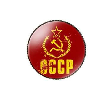 Imagem de vmcoatdu Broche redondo de 2,5 cm estilo retrô KGB Soviético Russo Medalha Broche de Foice e Emblema de Martelo URSS KGB CCCP Pin Metal e Vidro Material, One Size, Metal, Vidro