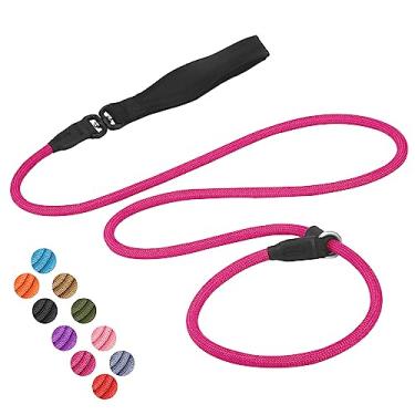 Imagem de Coleira deslizante para cães, coleira antiderrapante forte para treinamento de cães [rotação de 360° anti-emaranhado] 1,8 m / 1,8 m de nylon durável sem puxão, trela de caminhada para cães pequenos, médios e grandes, 1,8 m, rosa choque