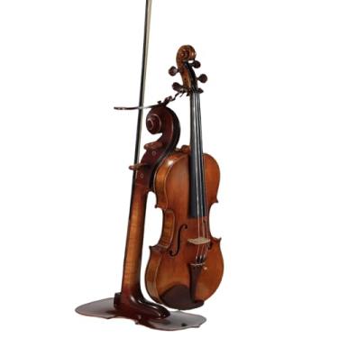 Imagem de Suporte de violino de madeira maciça e suporte de arco com design intrincado, em forma de violino, artístico artesanal resistente, gancho para violino e arco, suporte de exibição, pronto para uso
