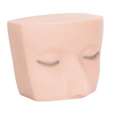 Imagem de Cabeça de Manequim de Cílios Prática, Cabeça de Manequim de Extensão de Cílios 3D Realista de Toque Suave Com Cílios de 3 Camadas para Iniciantes Em Lojas de Cílios (Cor pele