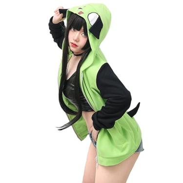 Imagem de C-ZOFEK Casaco com capuz cosplay masculino feminino casaco verde com orelhas para festas de Halloween fantasia, Verde, XX-Large
