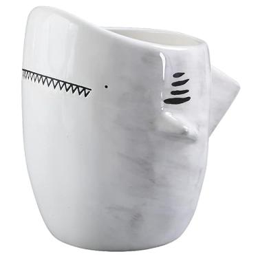 Imagem de Huilairen Caneca de café de cerâmica tubarão 3D | Xícara de chá de leite artesanal fofa 400 ml | presentes com tema de tubarão, presente engraçado dos namorados para fãs de tubarões