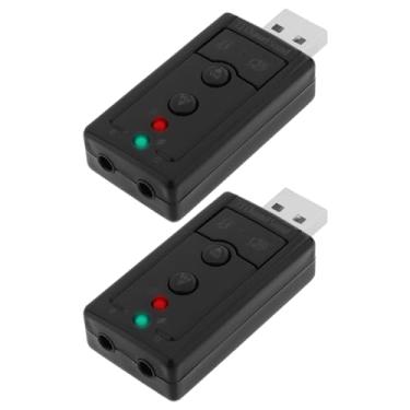 Imagem de SING F LTD 2 peças de adaptador de áudio estéreo virtual 7.1 canais USB 2.0, placa de som externa com porta de áudio e microfone de 3,5 mm, adequado para laptops de mesa com porta USB