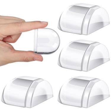 Imagem de 4 peças de rolhas de porta de borracha transparentes, batente autoadesivo, sem perfuração, batente de porta de chuveiro, protetor de parede para piso, amortecedores de parede, móveis