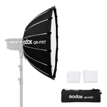 Imagem de Godox Softbox parabólico de liberação rápida 70 cm 70 cm Bowens Mount Softbox com bolsa de transporte 2 difusores para fotografar monolight contínuo, fotografia Vedio Retrato