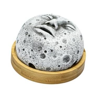 Imagem de IEUDNS Queimador de incenso Lua Suporte de incenso Decoração prática para casa Enfeite de mesa para estante Sala de meditação Banheiro Escritório