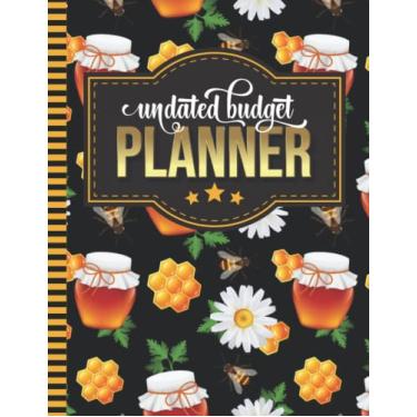 Imagem de Undated Budget Planner: Large 8.5x11 / Weekly Monthly / 12 Month Log/Financial Organizer/Christmas - New Year Gift For Money Saver/Honey Jar Bee Honeycomb Art Pattern Theme Cover on Black