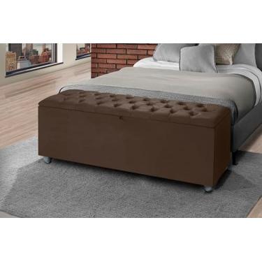 Imagem de Baú Divã Sara Recamie Capitonê 130cm Para Quarto Cama Casal (MARROM)