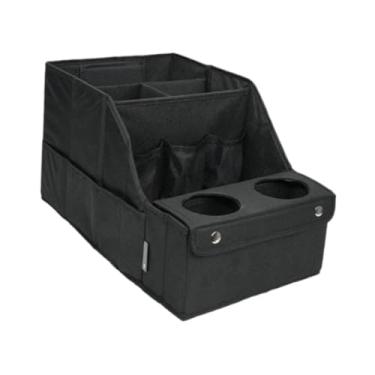 Imagem de JicSuXi Organizador de assento de carro, encosto, organizador de porta-malas de carro portátil com bolsos, vários compartimentos com porta-copos para SUVs e