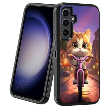 Imagem de BXIKEOPIU Capa projetada para Samsung Galaxy S24 FE, 3 camadas resistentes à prova de choque à prova de poeira/queda, capa protetora robusta para Samsung Galaxy S24 FE 5G (2024), gato fofo andando de