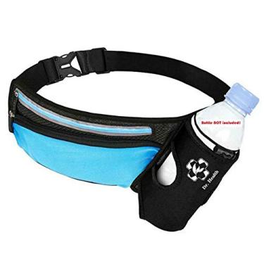 Imagem de Cinto de corrida esportivo/bolsa com suporte para garrafa de água, pochete de hidratação, listras refletivas, armazenamento para celular, orifício para fone de ouvido para passear com cães,