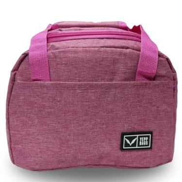 Imagem de Bolsa Térmica Lancheira com Alça Marmita Lanches Academia Trabalho Fitness Escola Passeio Portátil Masculina Feminina Infantil Com Zipper (Rosa)