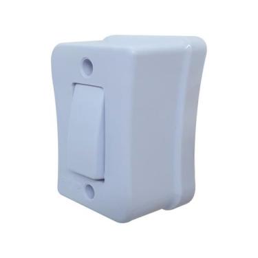 Imagem de Interruptor Simples 1 Tecla Sobrepor Externo Com Espelho Branco Linha 