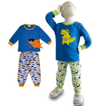 Imagem de Kit Pronto 4 Peças Pijama Macio Comprido, Longo Infantil 2 Camisas  2 