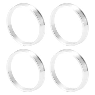 Imagem de INFINAUTO Anéis centralizados no cubo da roda do carro OD 63,4 mm para ID 56,6 mm eixo central de rodas amortecedores Hubrings liga de alumínio tom prata durável