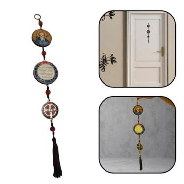Imagem de Escapulário Adorno de Porta Medalha de São Bento com Pompom - FORNECED