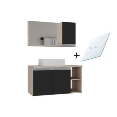 Imagem de Armario gabinete banheiro virtus 80cm tampo de vidro - MOVEIS JOIA, Ma