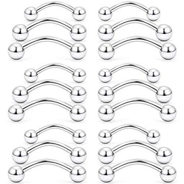 Imagem de SCERRRING 18 – 30 peças Brincos de aço inoxidável 14 g de haxix de sobrancelha Tragus Helix Rook Daith língua de barriga piercing de lábio barra com bolas de piercing corporal joia 8 – 16 mm