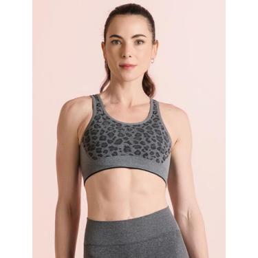 Imagem de Top Lupo Sports Animal Print Dupla Face Alto Suporte Fitness, Grafite,