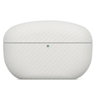 Imagem de HAOBOBRO Capa de couro para WF-1000XM5, capa de couro genuíno amigável à pele, textura de fibra de carbono, feita à mão para WF 1000XM5 capa de couro - branca