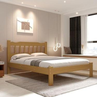 Imagem de Cama Perola Queen 160 Madeira Maciça Reforçada Nogueira Nemargi